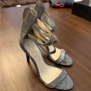 Jessica Simpson Glittering Silver Heels